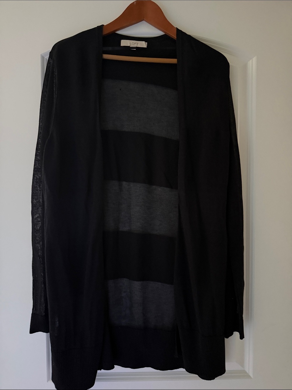 LOFT Black Open-Front Lightweight Cardigan